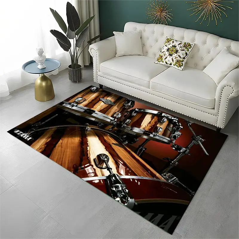 Retro Drum Set Music Instruments Drum Kit Large Area Rug Non-slip Durable Carpet for Bedroom Living Room Sofa Doormat Home Decor - view 3