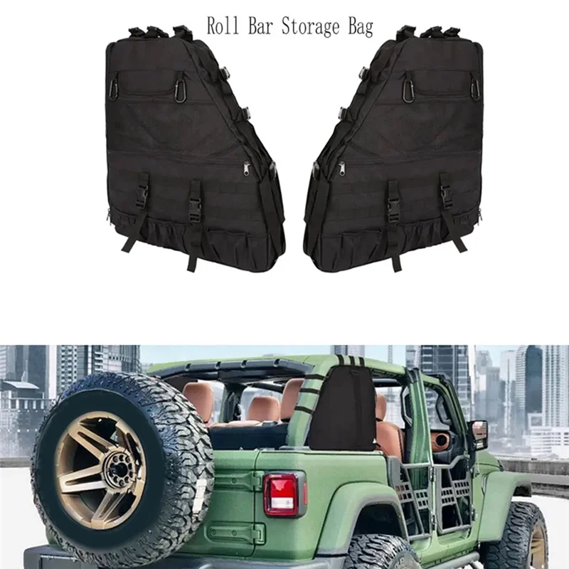 

Right Roll Bar Storage Bag Cage Multi-Pockets Organizers Cargo Bag Tool Bag For Jeep Wrangler JK 4-Door 1997-2019 JL JKU Parts