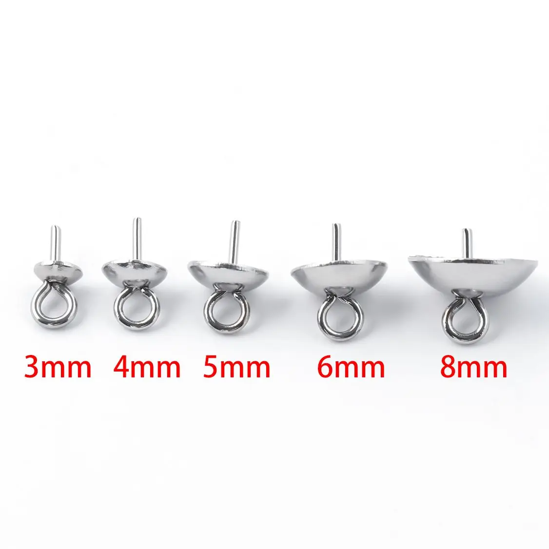 3/4/5/6/8mm Stainless Steel Cup Pearl Eye Pin Bail Peg Pendants Pin For Jewelry Making Accessories Findiing DIY Supplies 30pcs