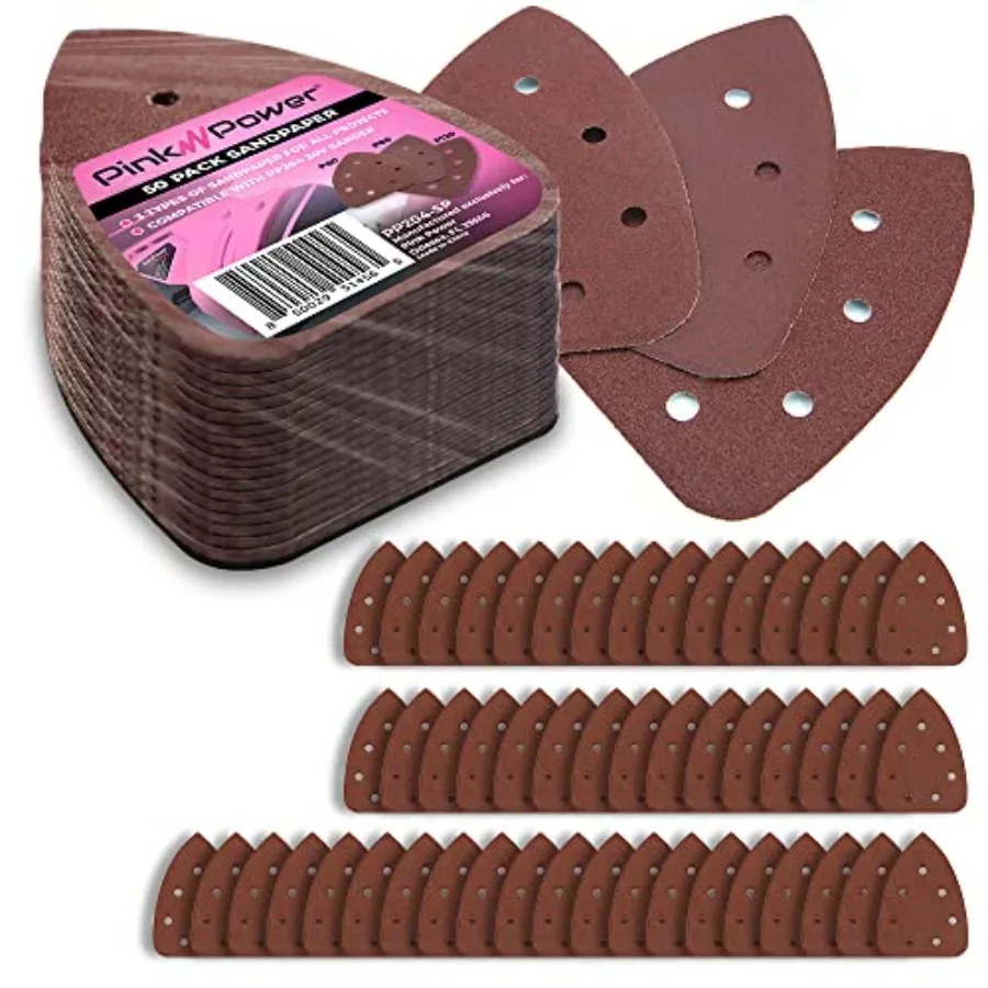 

Sandpaper for 20V PP204 Cordless Electric Hand Sander - Detail Sand Paper Hook and Loop P60/P80/P120 Grit Sandpaper Pads for Wo