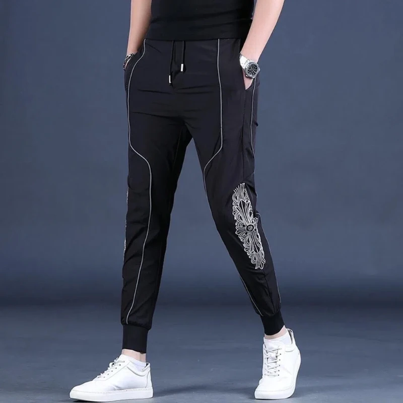 Spring and Autumn Men\'s Casual Pants Fashion Comfortable Embroidery Trend Versatile Sports Summer Pockets All-match Sweatpants