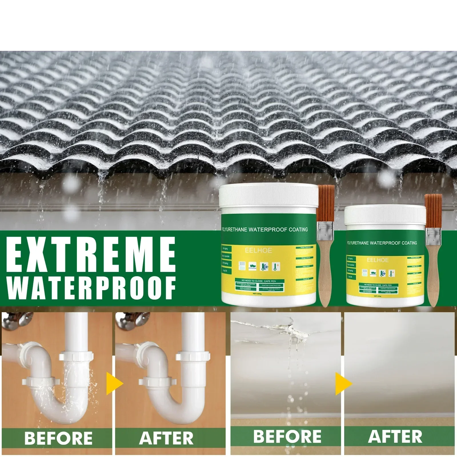 

30/100/300g Transparent Waterproof Adhesive Wall, Bathroom, Toilet, Floor Permeable Type Waterproof Coating Home Improvement
