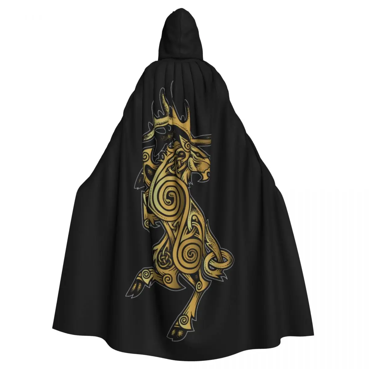 Celtic Elk Rampant Hooded Cloak Halloween Party Cosplay Woman Men Adult Long Witchcraft Robe Hood