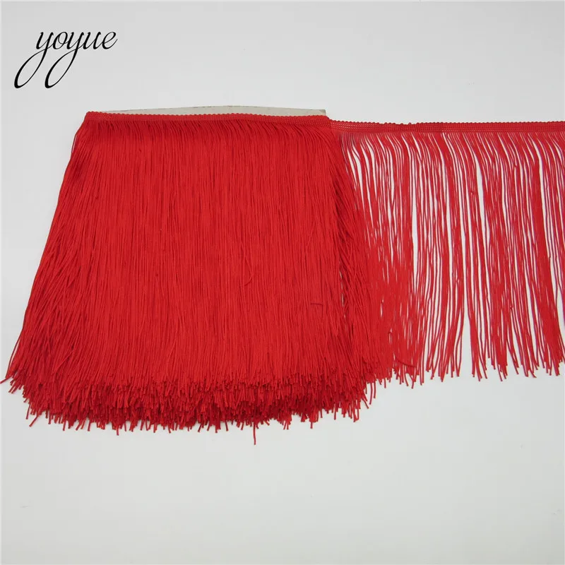 YOYUE 1Yards/lot 20cm Wide Lace Fringe Trim Tassel Fringe Trimming For DIY Latin Dress Stage Clothes Accessories Lace Ribbon