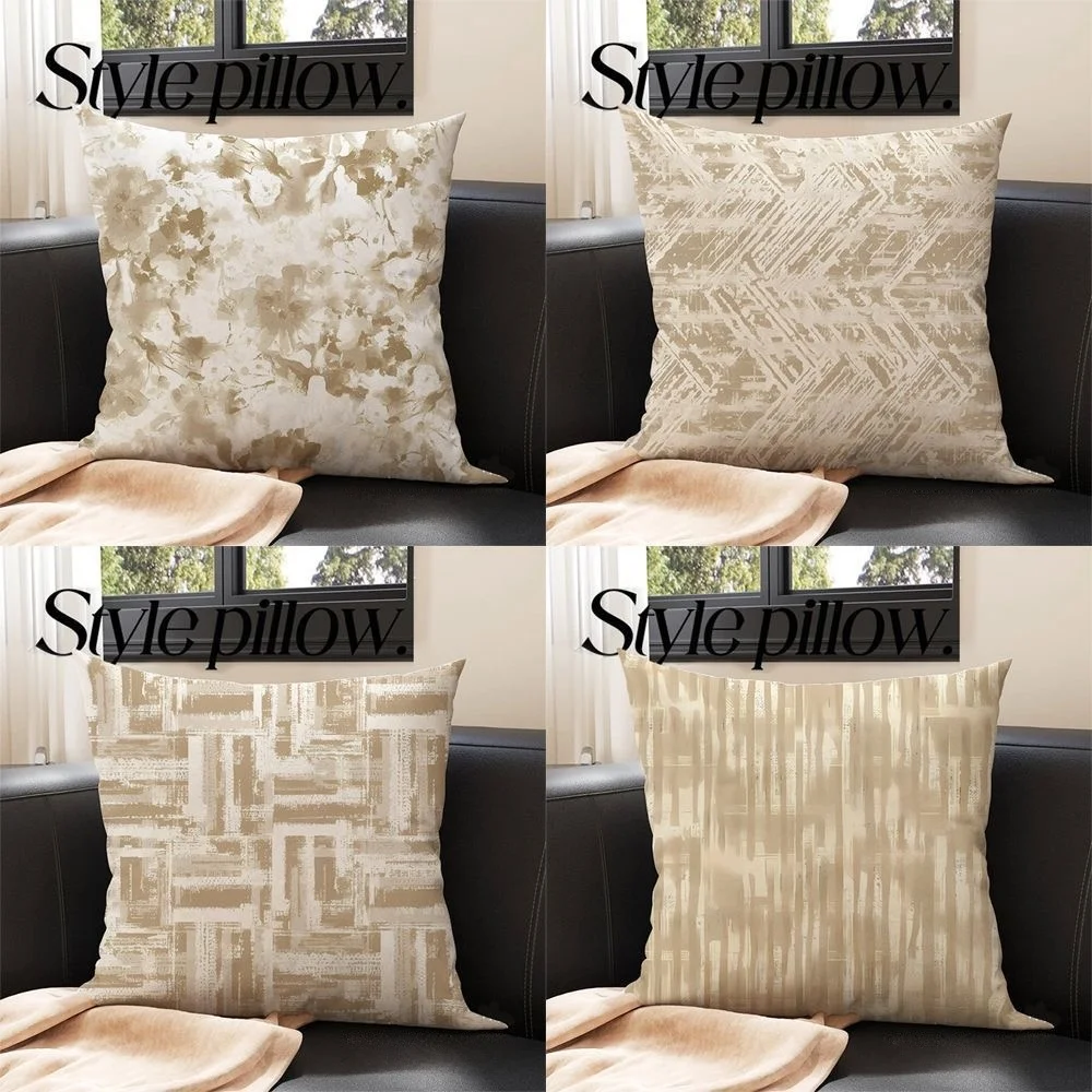 Luxury Gold Brown Texture Digital Printing Pillowcase,sofa Living Room Style Cushion Cover, Bedroom Bedside Elegant Pillow Cover