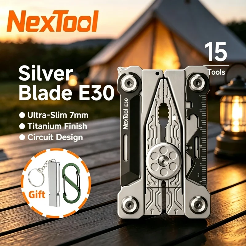 Nextool 14 In 1 Silver Blade EDC Tool Portable Multi-function Pliers Multi Tool Screwdriver Wrench Pliers Knife With Leather Bag