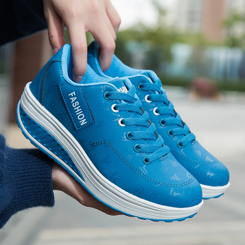 Women Platform Sneakers Fashion Women Walking Shoes Breathable Comfortable Female Casual Wedge Heel Flat Shoes Zapatillas Mujer