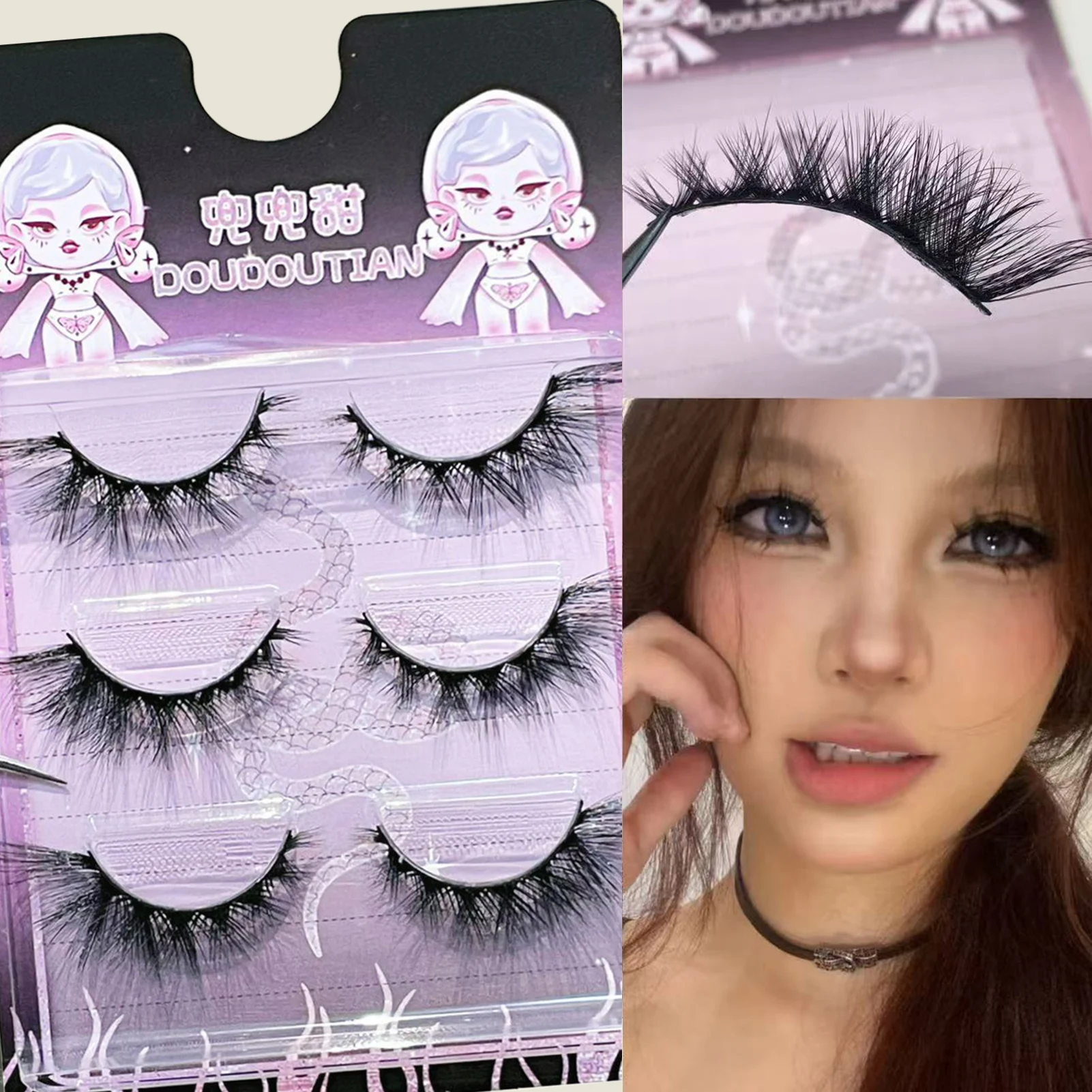 Einteilige lange Streifen falsche Wimpern Spicy Girl DIY Cosplay Wispy Strip Wimpern Make-up-Tool