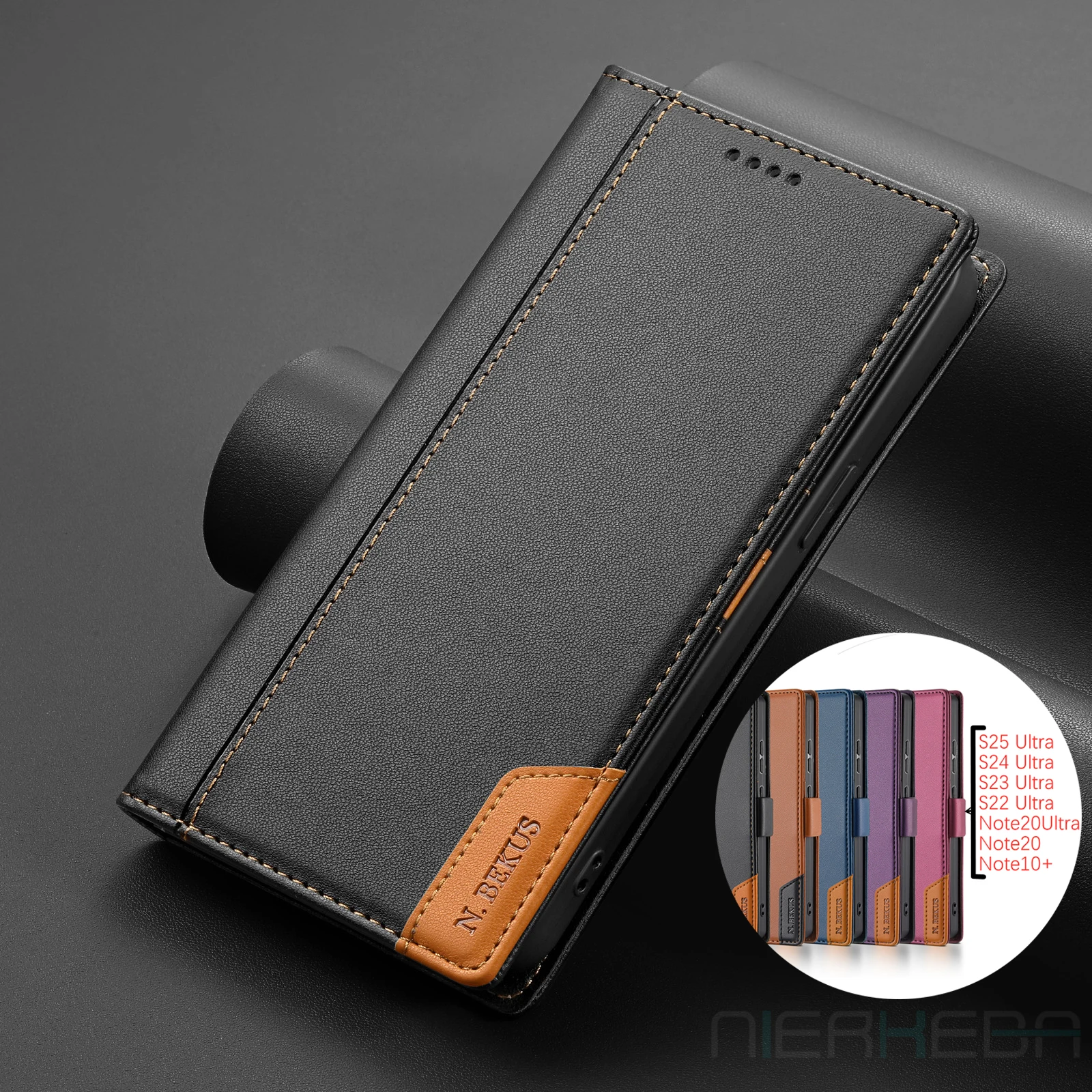 Magnetische Flip Leather Case Voor Samsung Galaxy S26 S25 Rand S24 S23 Ultra S22 S21 FE S20 S10 Plus Note20 A17 A16 A56 Portemonnee Cover