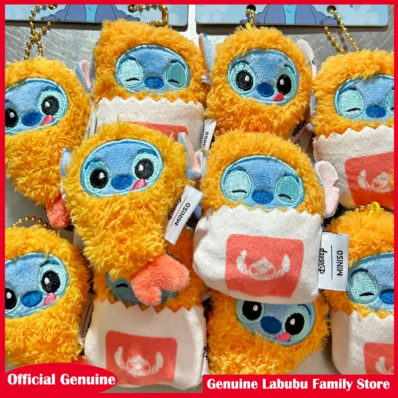 Miniso Cartoon Stitch Gamberetti fritti Peluche Portachiavi Ciondolo Cartoon Kawaii Doll Roba Zaino Appeso Ornamento Decor Regalo carino
