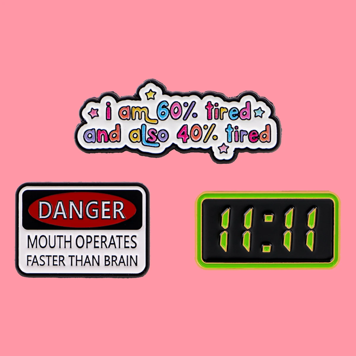 Number 11 Quotes Enamel Pin 'I am 60% Tired and Also 40% Tired' Brooch Lapel Pin Badge on Backpack Clothing Accessories Jewelry