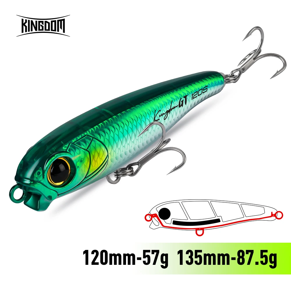 Leurre de pêche Kingdom GT 57g 87.5g 120mm 135mm, Minnow Pencil coulant, ultra longue portée, leurres artificiels durs pour la pêche en eau salée