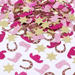200Pcs Glitter Western Cowgirl Table Confetti for Horse Race Party Decorations Birthday Baby Shower Supplies