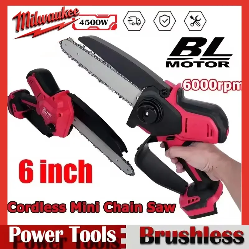 

Milwaukee High-power Chainsaw 8 Inch Auto Oiler Brushless Electric Chain Saw Pruning Wood Cutting Power Tools For 18V Battery