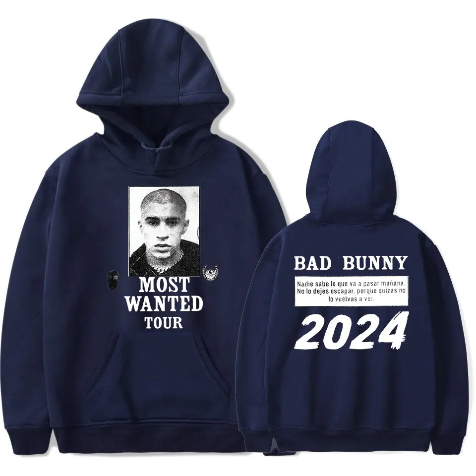 Bad Bunny Most Wanted Tour Hoodie, pulôveres estampados estilo casual, moletom streetwear