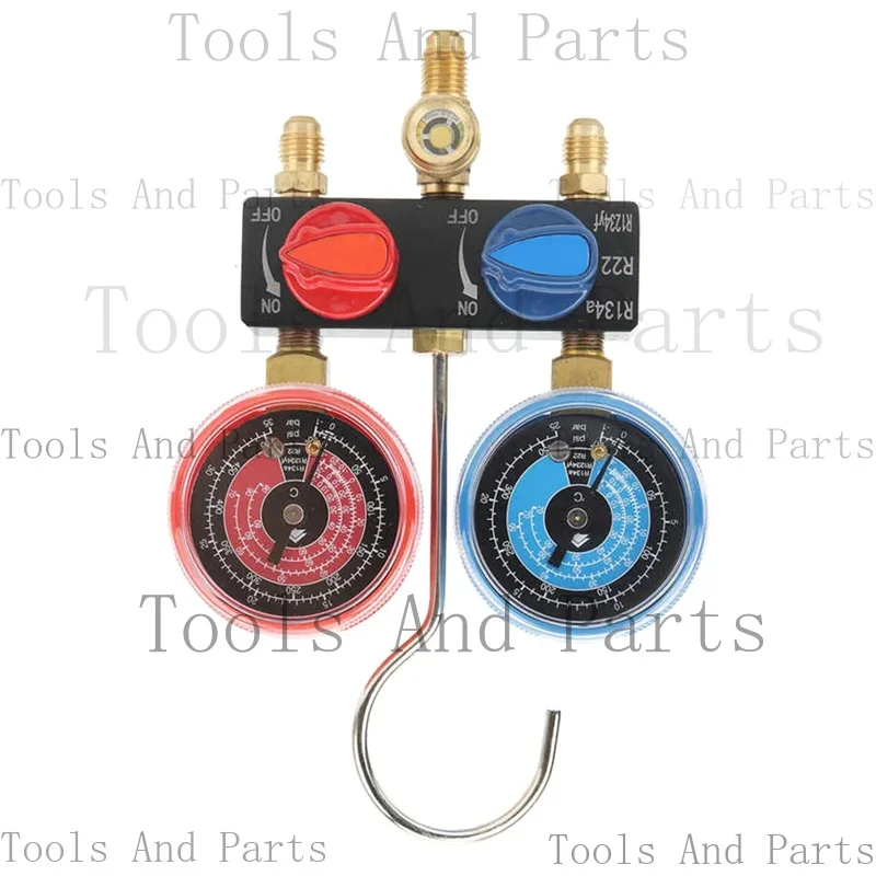 T48C_HS-M01 Refrigerant Diagnose Manifold Gauge G1/4 Condition Manometer Pressure Gauge Refrigeration Tools R22/R1234Yf