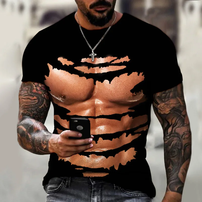 Camiseta de manga corta para hombre, Camiseta con estampado Digital 3D de Abs, 3 patrones, para deportes al aire libre, nuevo diseño, talla XXS-6XL,