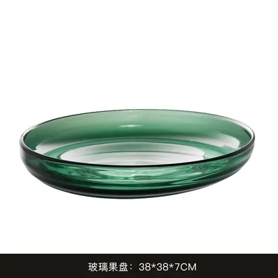 Modern abstract thick glass oval fruit plate living room dining table ornament wine cabinet glass decoration craft home deco