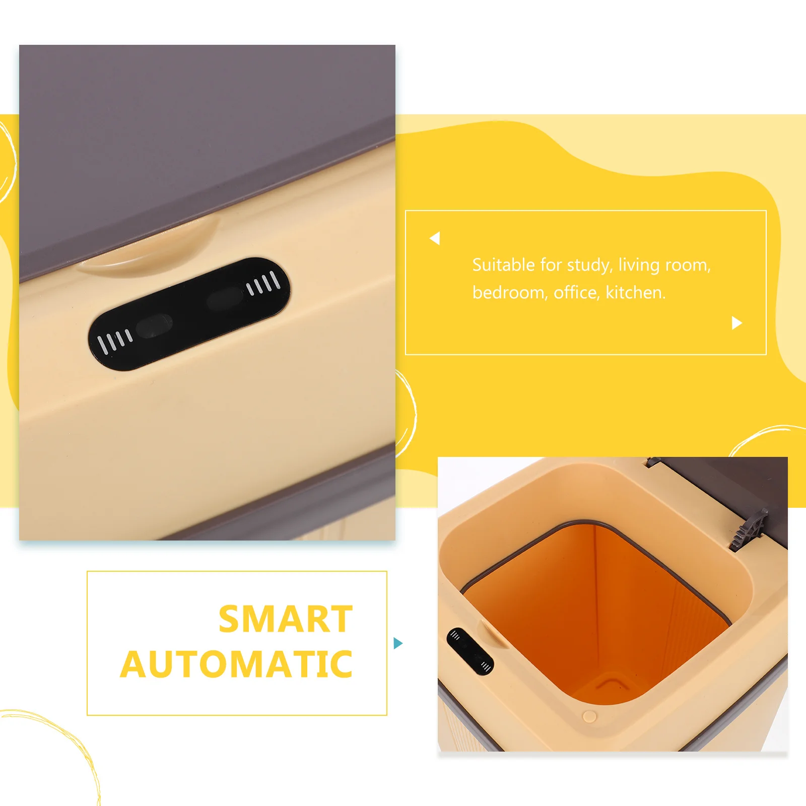 

Automatic Inductive Smart Garbage Can Large Capacity Contactless Sensor Trash Bin Quiet Use for Living Room Bedroom Kitchen