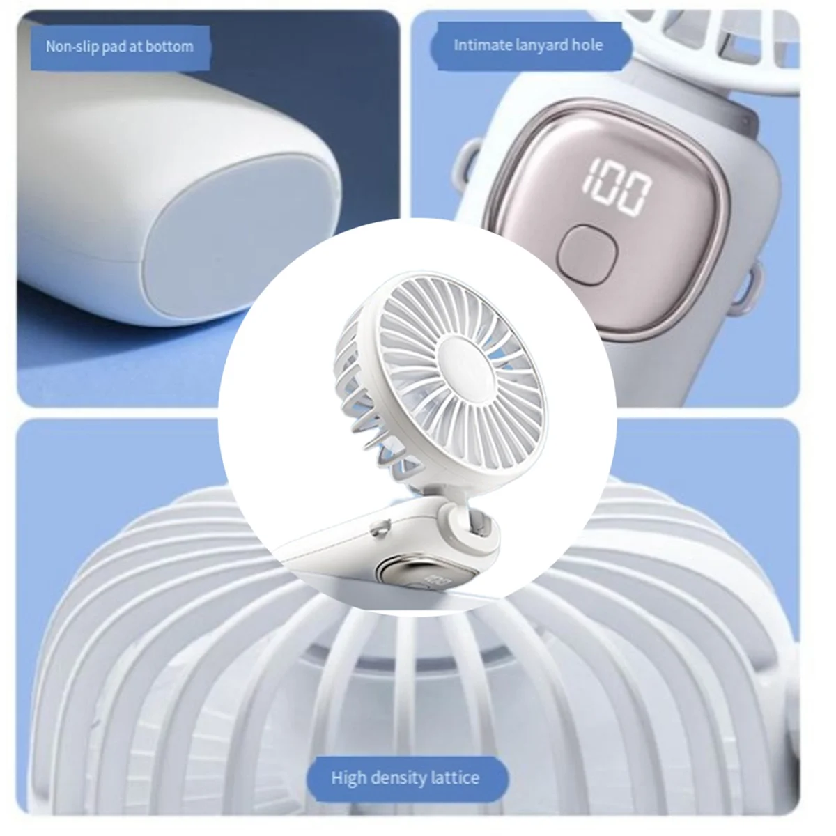 GOB-oFolding مروحة رقمية محمولة 3600 مللي أمبير في الساعة سطح المكتب مروحة صغيرة USB قابلة للشحن مروحة تبريد الصيف، بسيطة