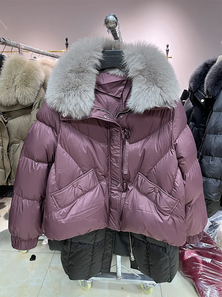 2026 Winter Warm Women Real Natural Fox Fur Collar Goose Down Jackets Puffer Parka Jackets Thick Female Streetwear Hot Sale