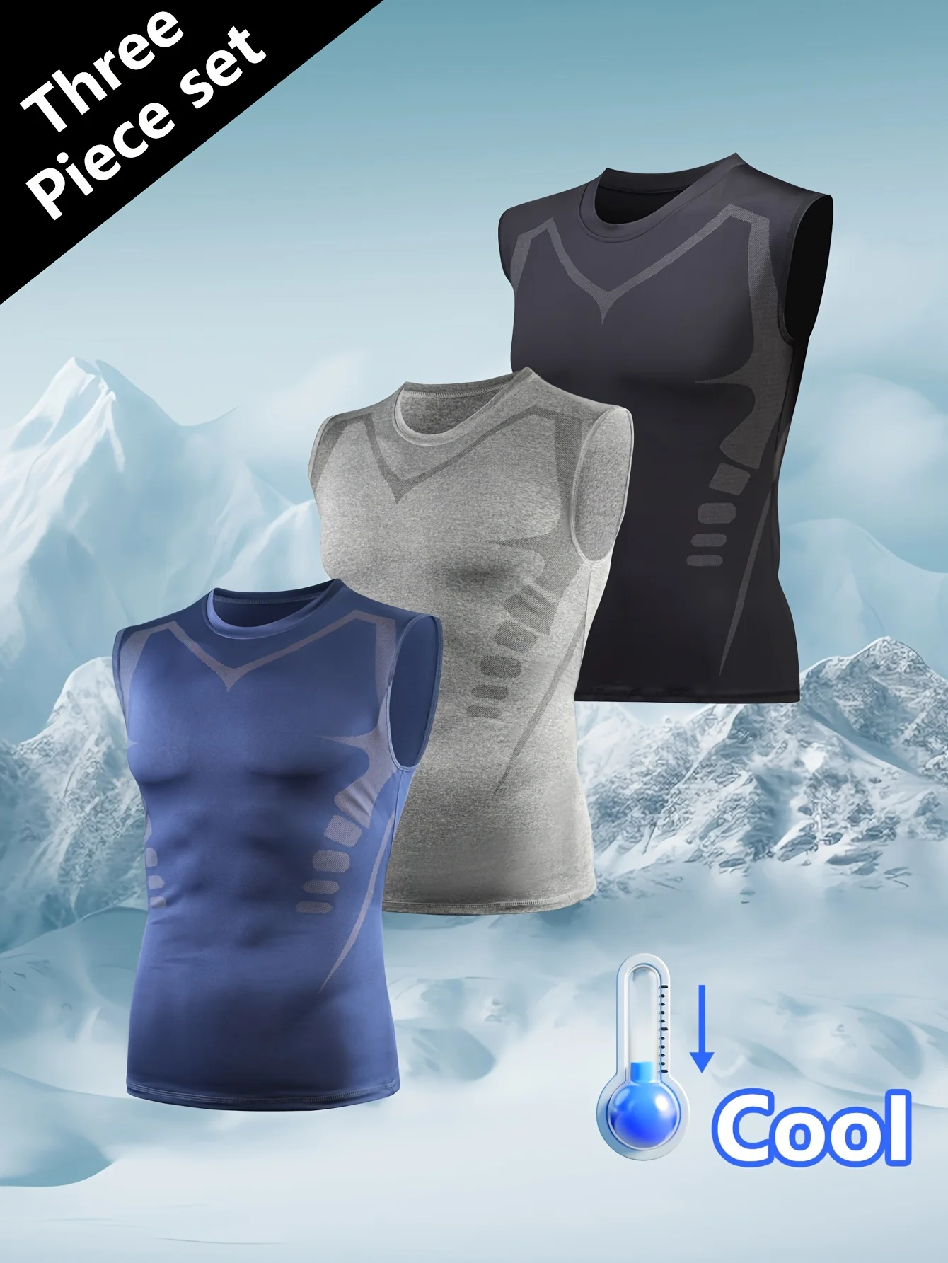 

【 Комплект из 3 предметов 】 Мужская быстросохнущая толстовка без рукавов для фитнеса, дышащий плотный жилет для тренировок по баскетболу на открытом воздухе с принтом