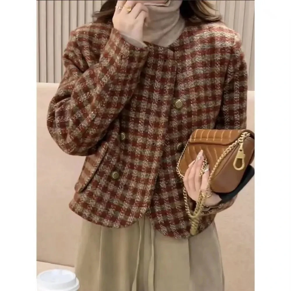 

French O-Neck Short Small Fragrance Style Coat Spring Autumn High-end Fashion Women's Short Jacket Temperament Long Sleeve Coats