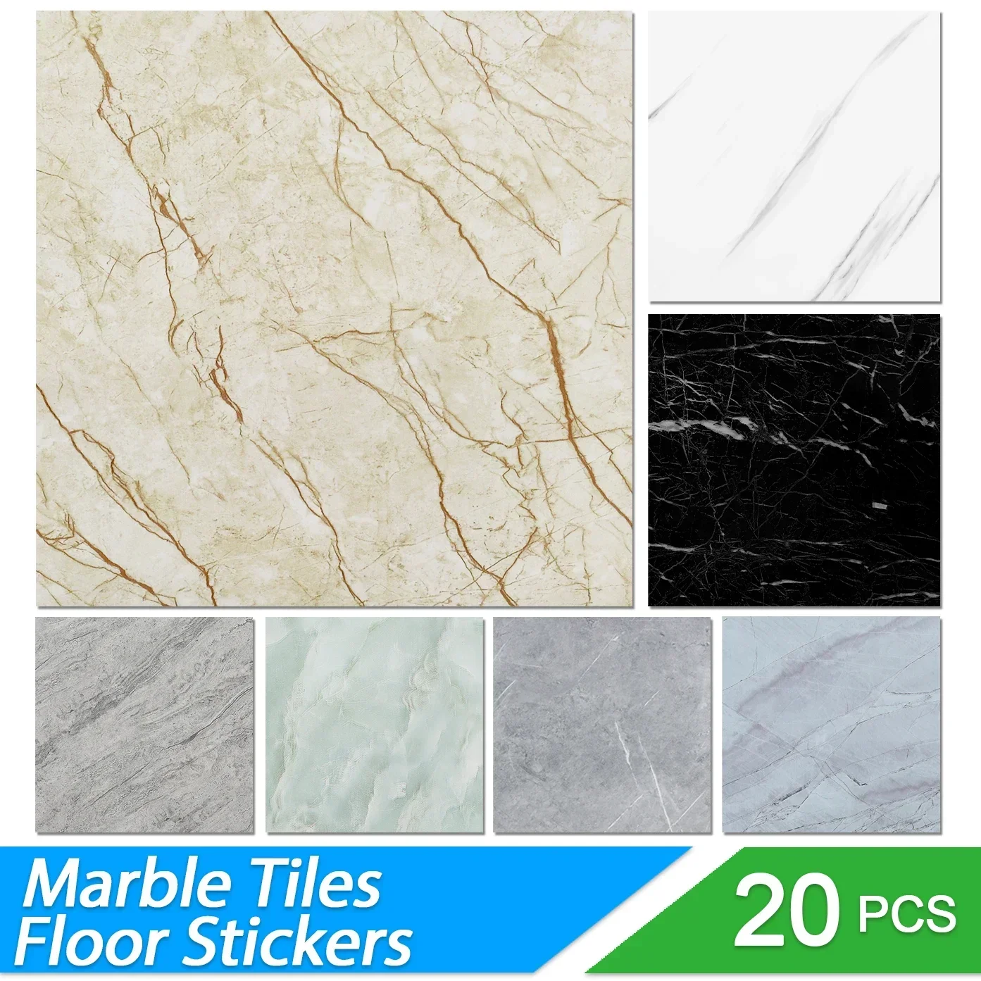 

20/pcs PVC Imitation Marble Wall Stickers Self-adhesive Floor Stickers Waterproof Bathroom living Room Decoration Decals 30*30cm