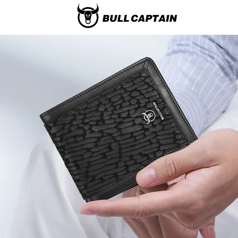 BULLCAPTAIN Men's Genuine Leather Wallet Business Casual Cash Clip Multifunctional RFID Antimagnetic Multi-Card Slot Coin Purse