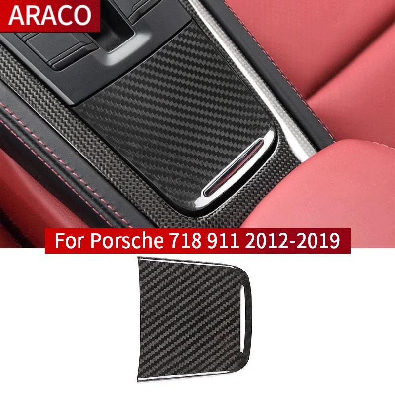 

For Porsche 718 911 2012-2019 Auto Accessories Real Carbon Fiber Car Styling Central Console Storage Box Slot Cover Trim Sticke