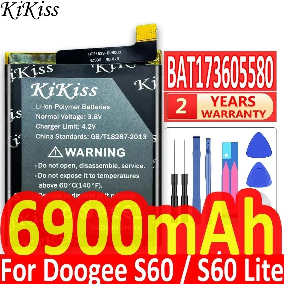 KiKiss Battery 6900mAh For Doogee S60 / S60 Lite Phone BAT17M15580 BAT173605580