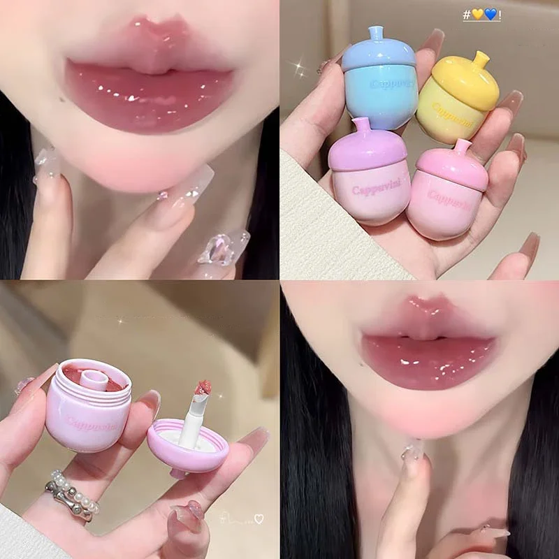 Silicone Lip Brush Jelly Solid Lip Gloss - Non-Stick Mirror Finish Lip Tint Long-Lasting Moisturizing Crystal Lipstick