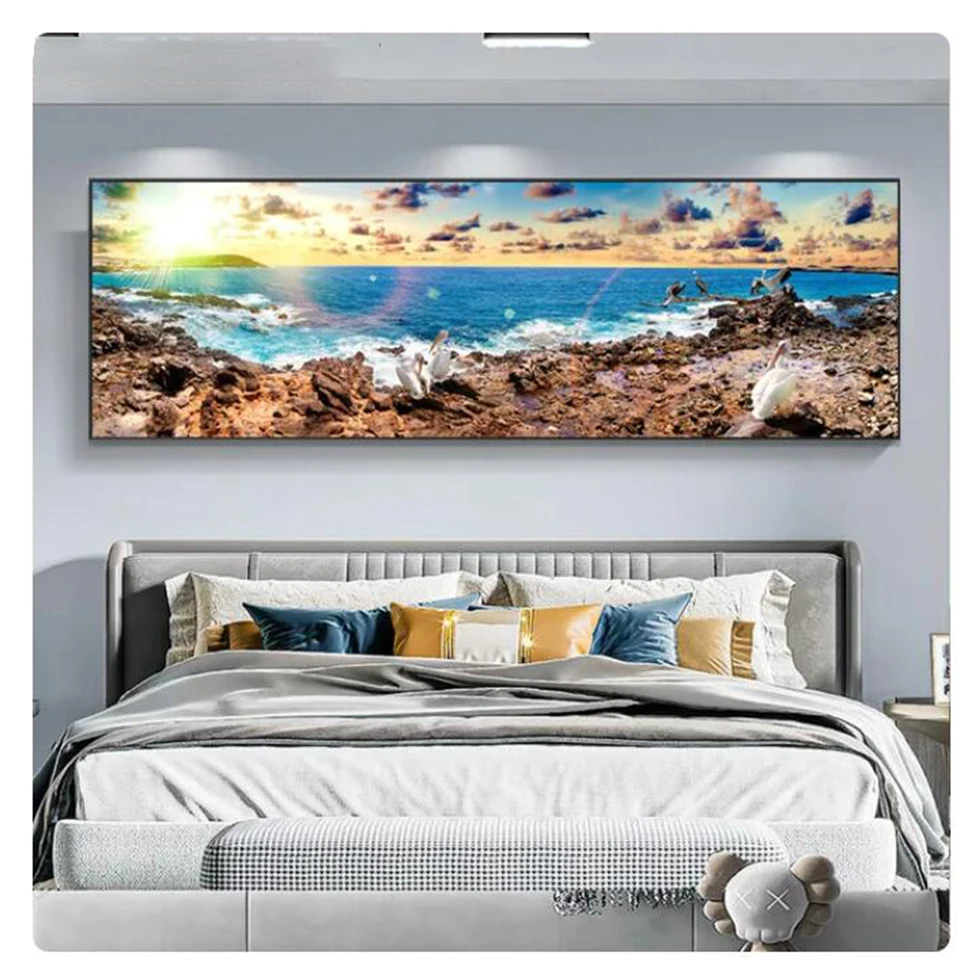 Large 5D Diamond Painting Sea Beach City Natural Landscape Art DIY Full Round Drill Diamond Cross Stitch Mosaic Picture Y1193