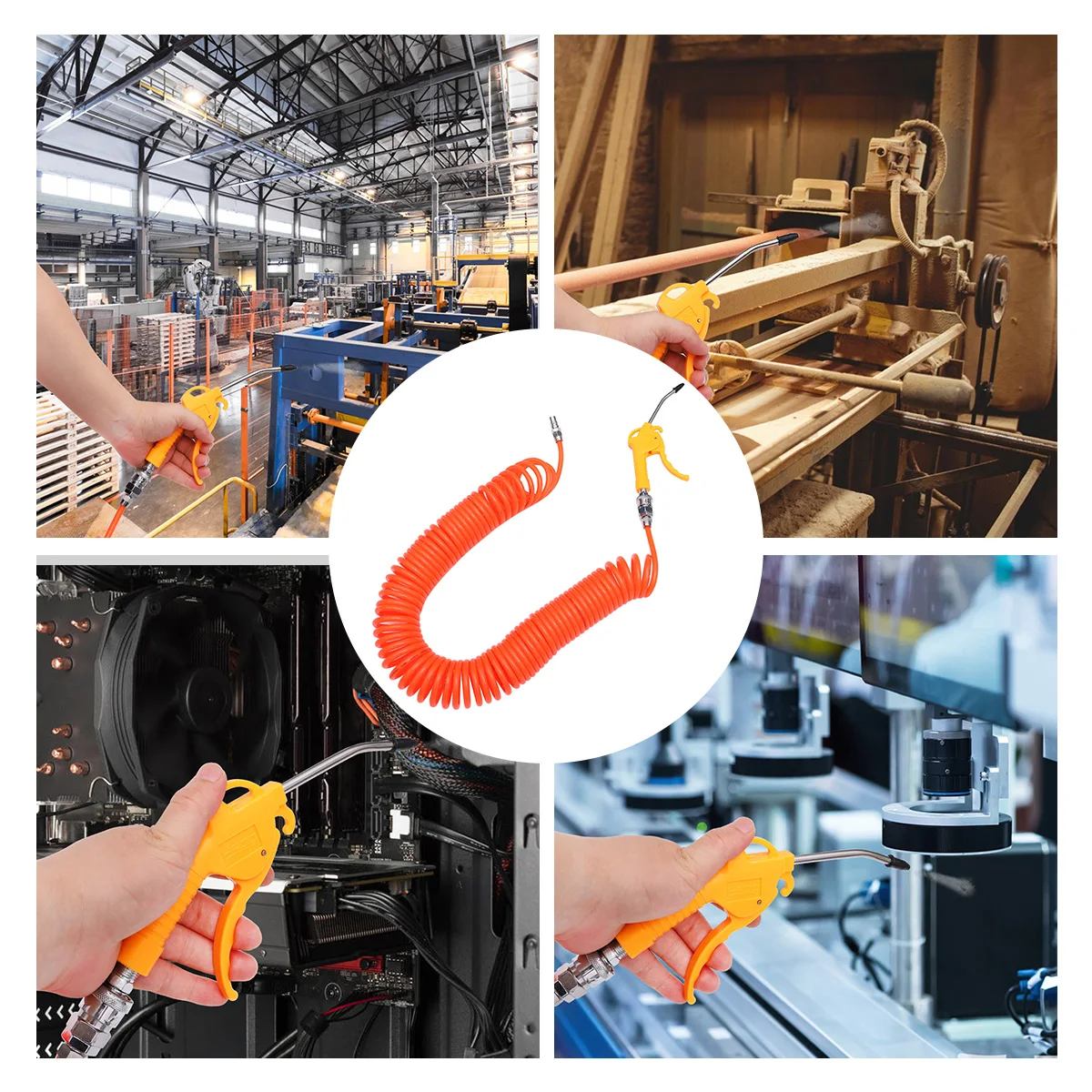 

Pneumatic Spring Hose Kit Air Compressor Tube Set PU Telescopic Spiral Pipe Type C Connector Air Duster for Woodworking