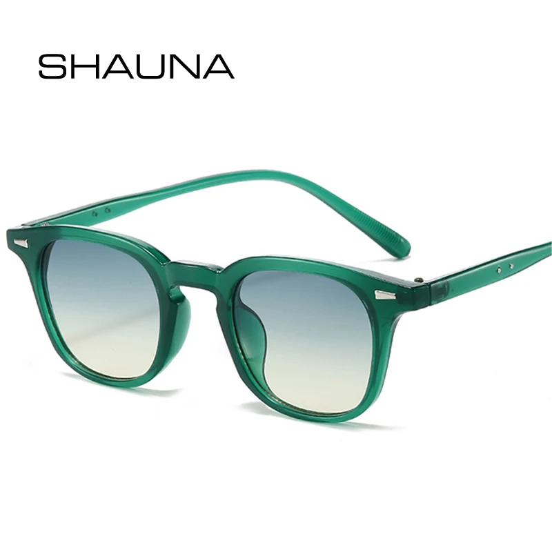 SHAUNA New Square Women Gradient Sunglasses Retro Rivets Men Trending Punk Sun Glasses