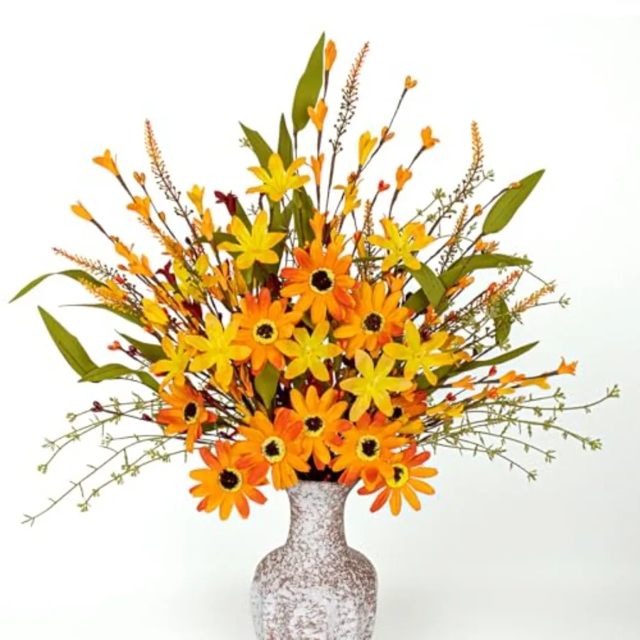 

Искусственные осенние цветы, 12 шт., осенние цветочные композиции, 17 дюймов, цветочные стебли с ромашками для осенней цветочной композиции на День Благодарения