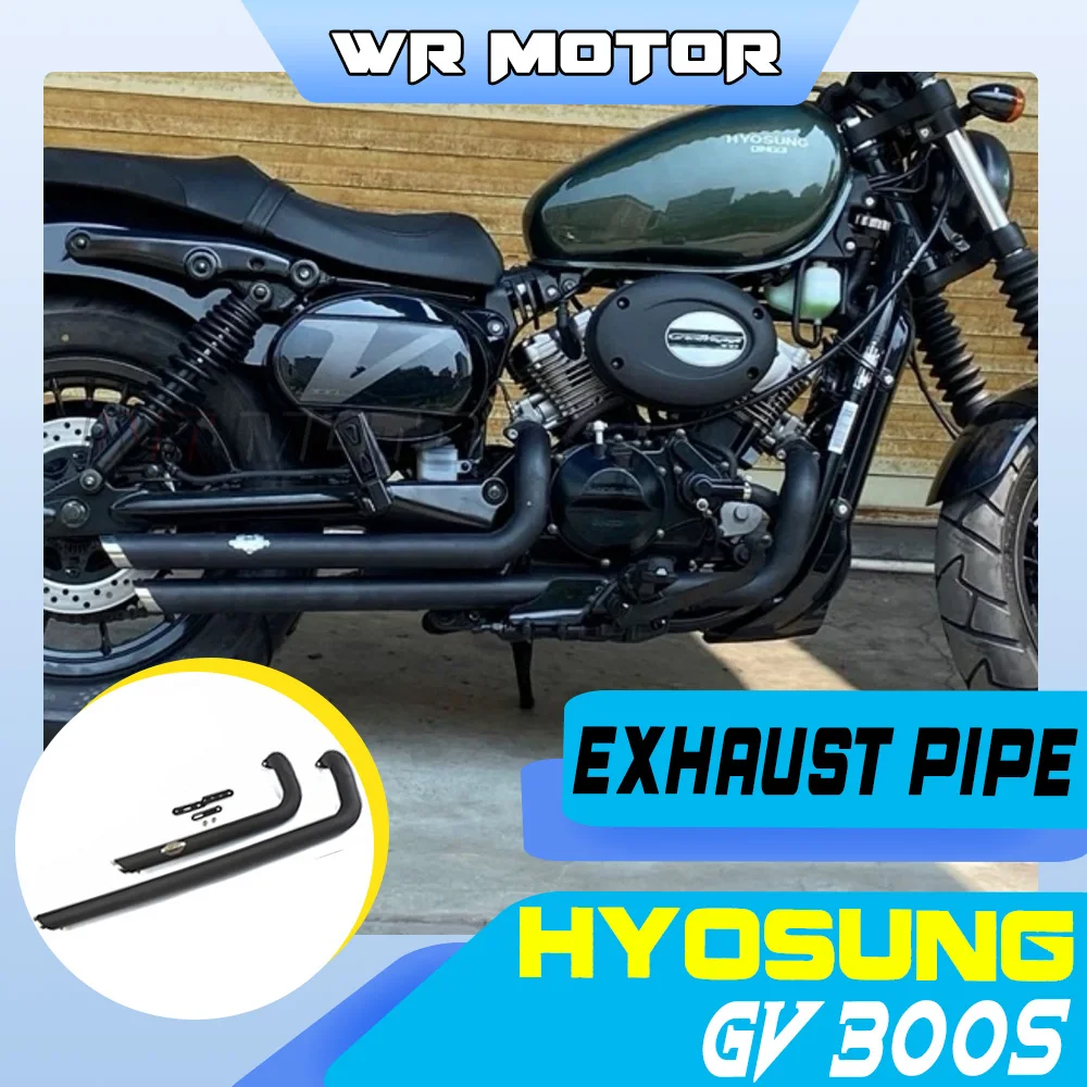 Deep horseshoe sound style for Hyosung GV300S, right-side dual exhaust pipes with muffler sliding sleeve.