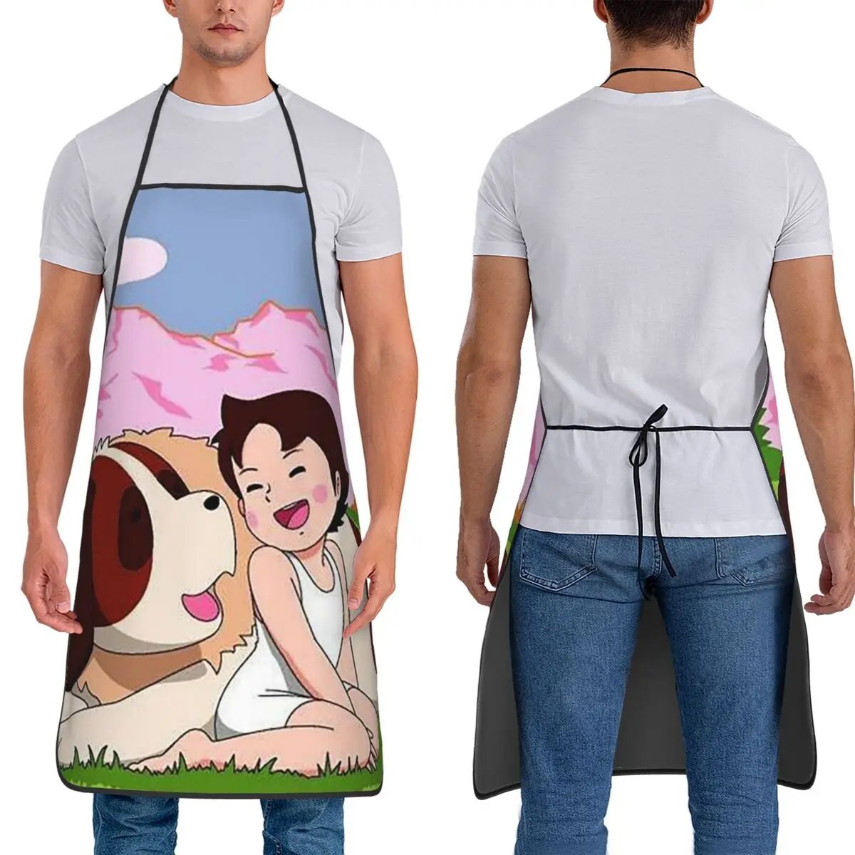 Anime Heidi Girl Of The Alps Peter Grandpa Apron Chef Baking Tablier Bib Kitchen Cleaning Pinafore for Women Men Painting