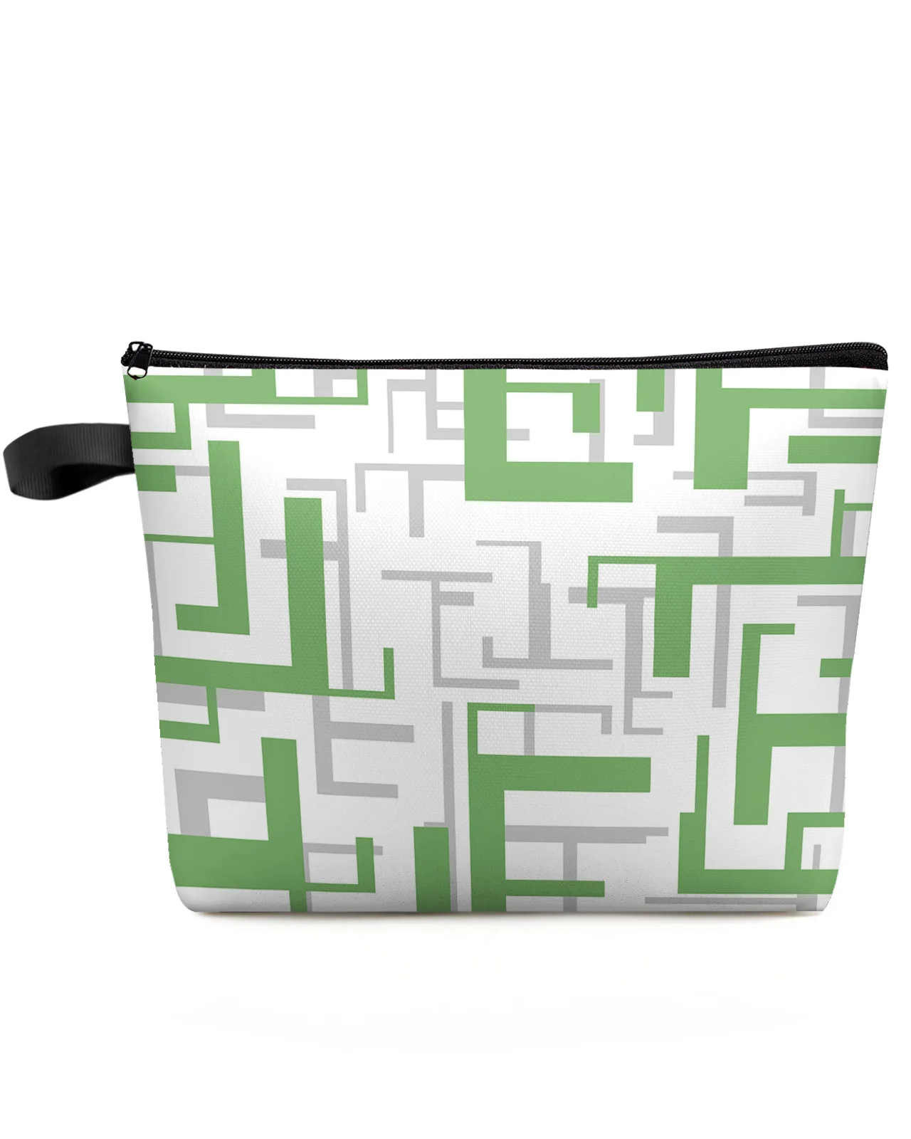 

Modern Art Geometry Green Grey Makeup Bag Pouch Travel Essentials Lady Women Cosmetic Bags Toilet Organizer Storage Pencil Case