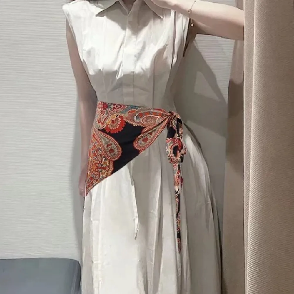 النمط الصيني العرقية الثلاثي حزام المطرزة الطباعة شرابة الأزهار الثلاثي حزام رائعة الملابس والاكسسوارات