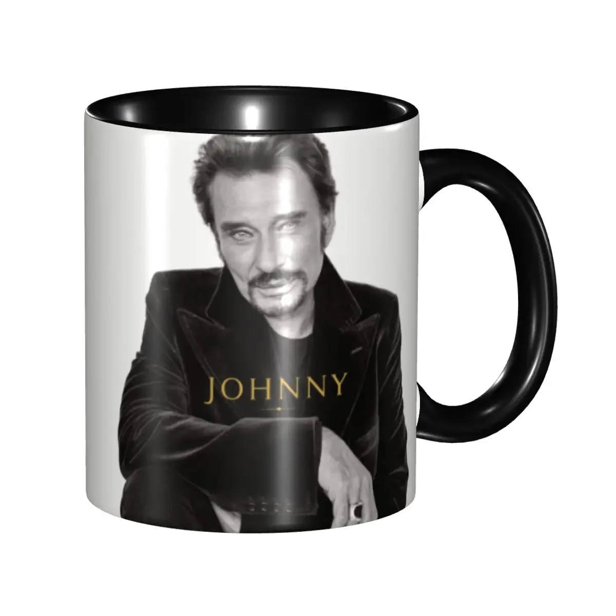 French Rock Johnny Hallyday Coffee Mugs DIY Customized France Singer Ceramic Tea Milk Mug Cup