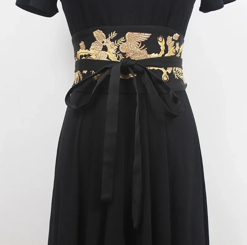 Chinese stijl borduurwerk riem gordel wit rood zwart brede riem dames stof jurk kant decoratief