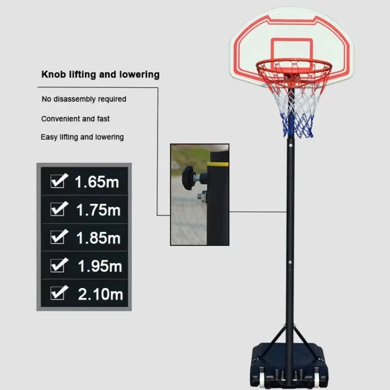 Portable Height Adjustable Basketball Hoop Stand System Indoor With Wheels For Teenagers Daily Play Safe Stable