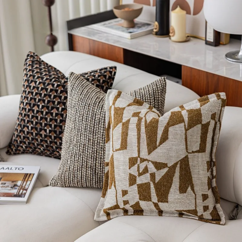 Luxury 3D Textured Geometric Cushion Cover Modern Abstract Woven Throw Pillow Case Jacquard  Accent Pillow Covers Home Decor