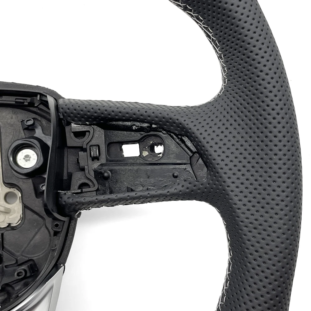 Carbon Fiber Semi Perforated Leather Multifunctional Flat Bottomed Sports Steering Wheel, For Audi Q5 FY Q7