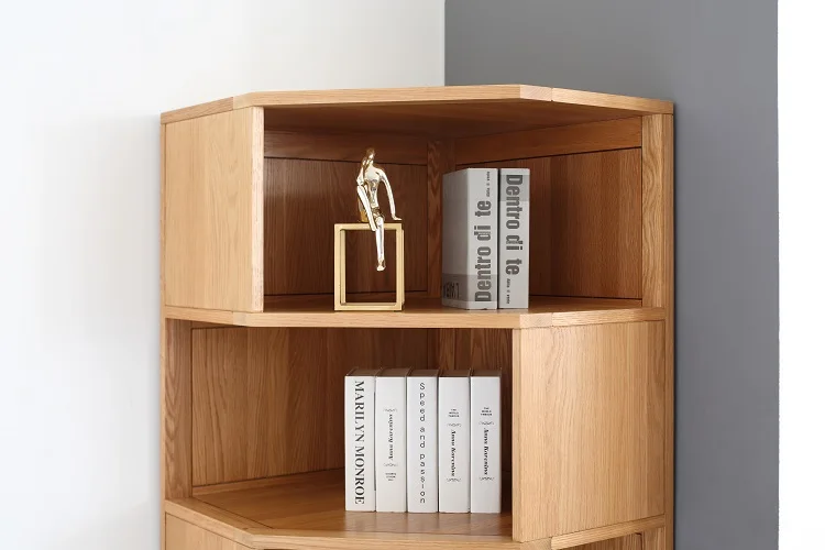 D6171 estantería esquinera de madera maciza de estilo moderno y sencillo, muebles de estudio
