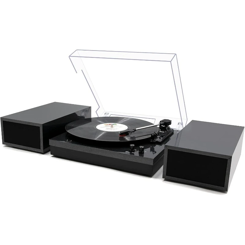 

Record Player for Vinyl with External Speakers, Black Pearl