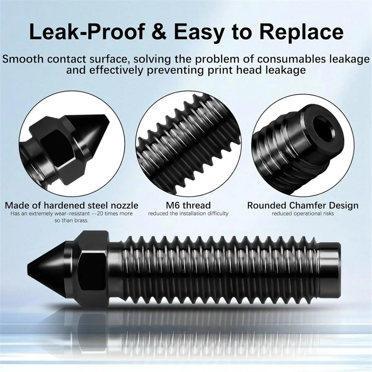 

Сопло из закаленной стали толщиной 0,6 мм для 3D-принтера из углерода Centauri. Более износостойкое и латунное сопло высокой температуры.