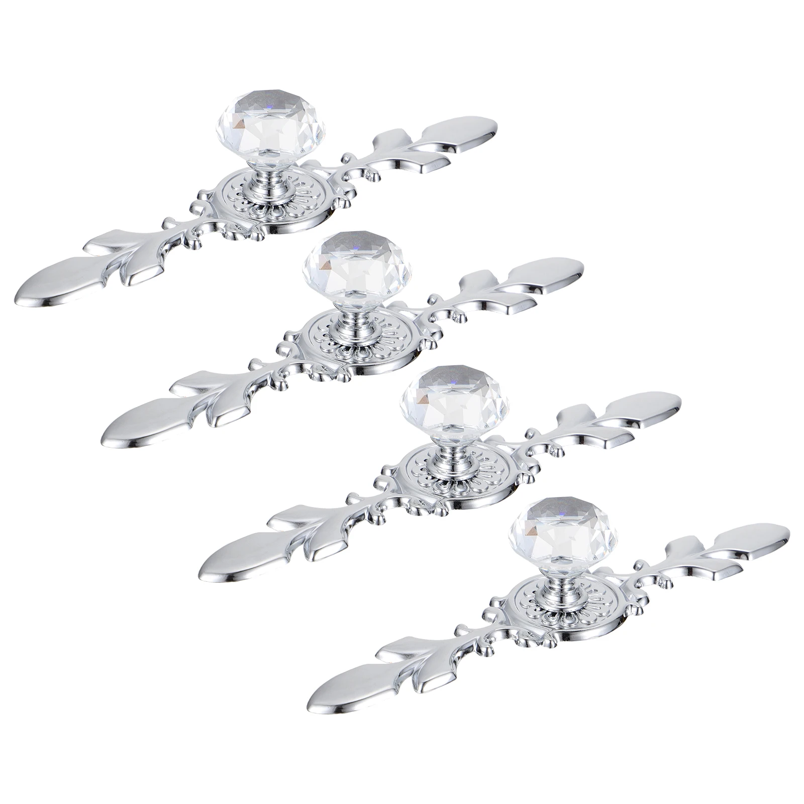 

4pcs 4 Crystal Door Handles for Cabinet Wardrobe Modern Kitchen Furniture Cupboard Pull Zinc Alloy Durable Safe Stylish