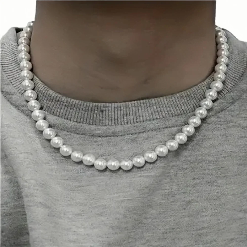 Einfacher Acryl-Perlen-Choker, INS-Perlen-Halskette für Männer, Modischer Partyschmuck, Modeaccessoires, Geschenke – Detail 1